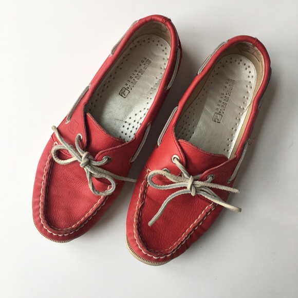 Sperry Shoes - Sperry Top-Sider Red Leather Boat Shoes Size 7.5 M